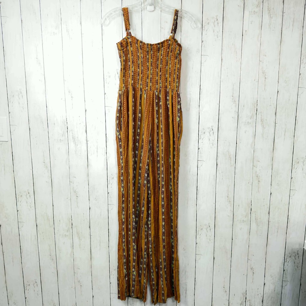 Aeropostale Mustard Striped Jumpsuit